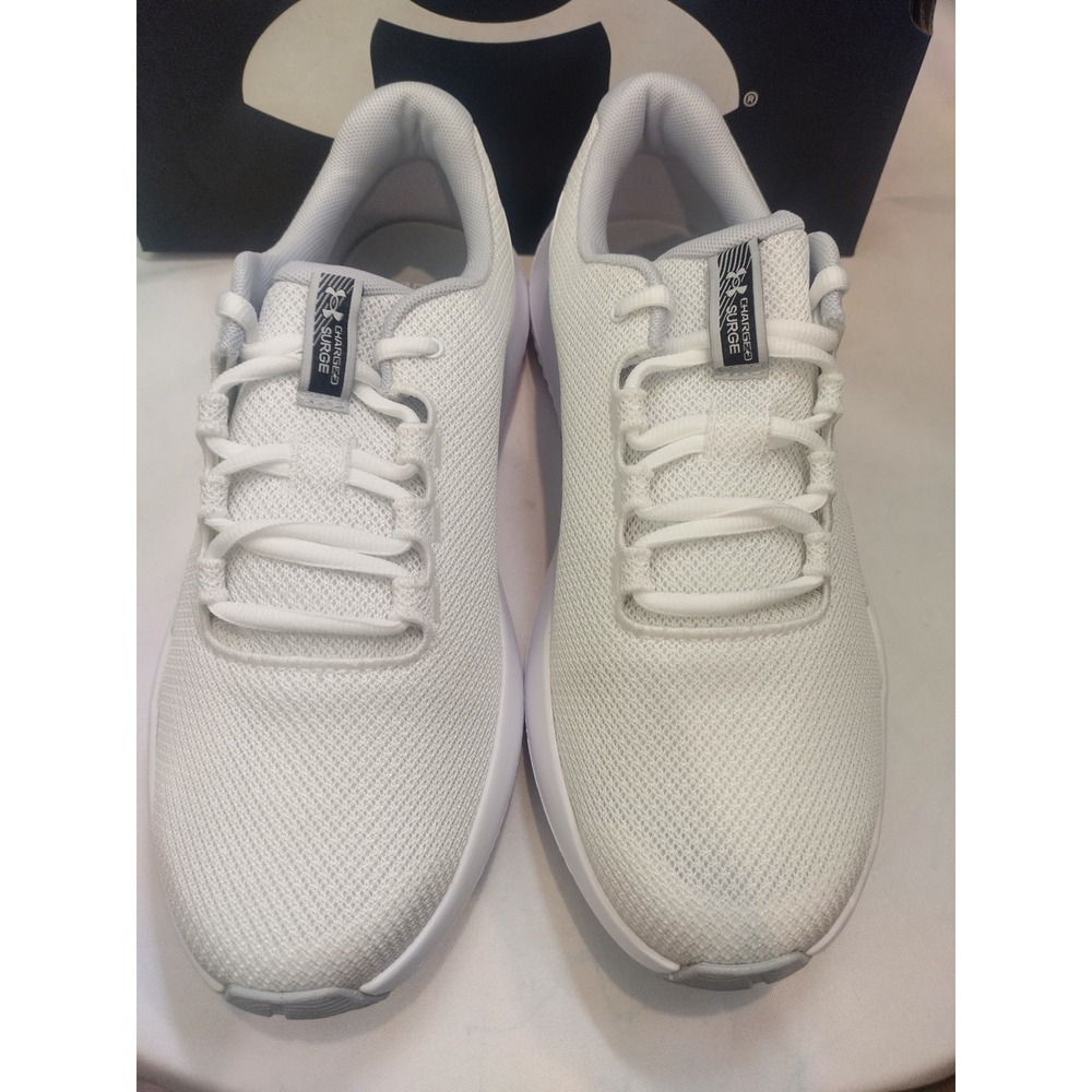 Under Armour Charged Surge 4 Mens Running Shoes White Grey 3027000-100 Size 9.5